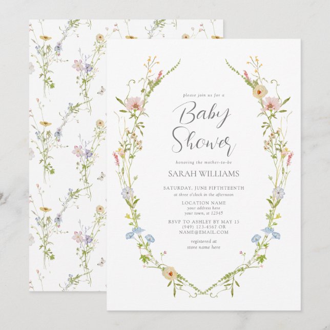 A Little Wildflower Girl Baby Shower Invitation (Front/Back)