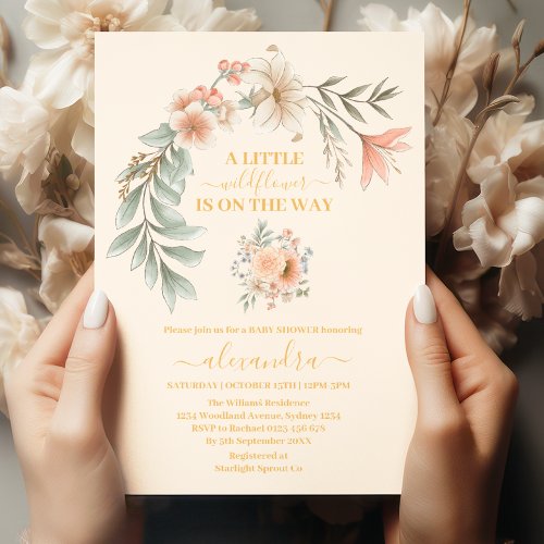 A Little Wildflower Girl Baby Shower Invitation