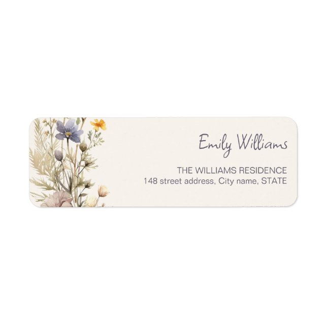 A little wildflower girl baby shower invitation label (Front)
