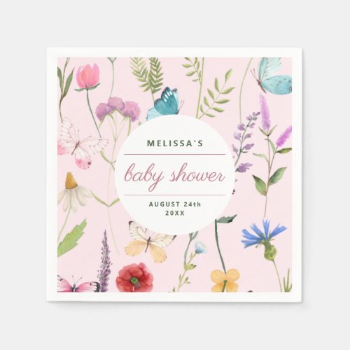 A Little Wildflower Girl Baby Shower Invitation Napkins