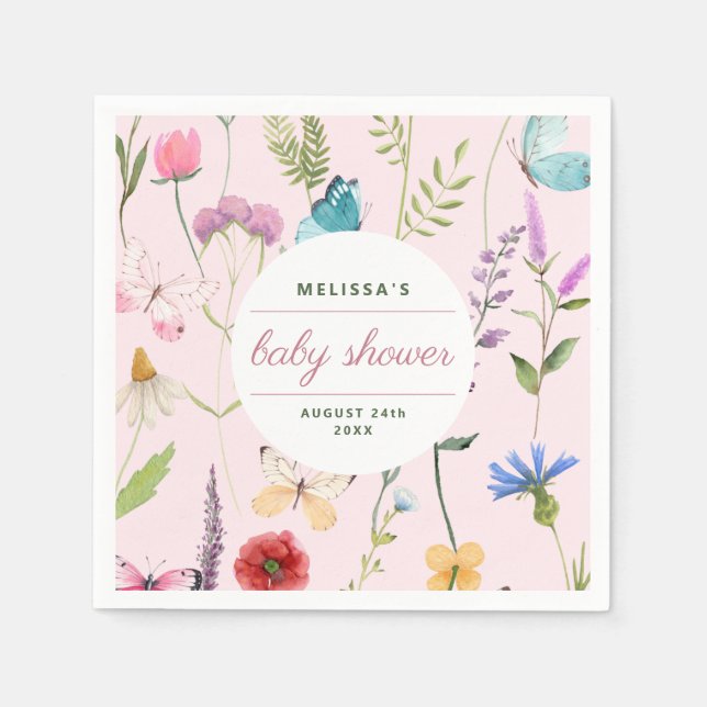 A Little Wildflower Girl Baby Shower Invitation Napkins (Front)
