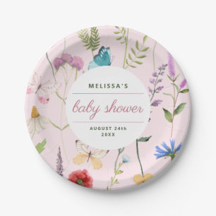 A Little Wildflower Girl Baby Shower Invitation Paper Plates