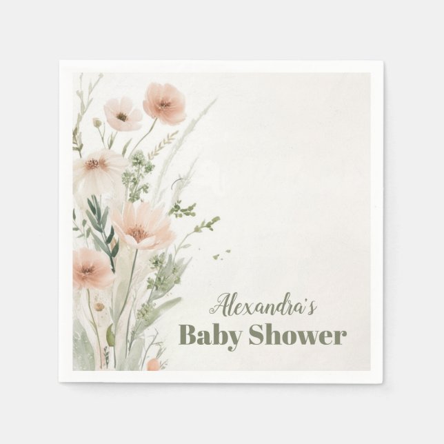 A Little Wildflower Girl  Baby Shower Napkins (Front)