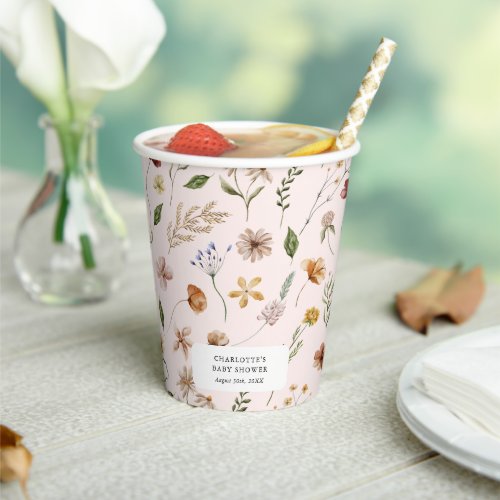 A Little Wildflower Girl Baby Shower Paper Cups