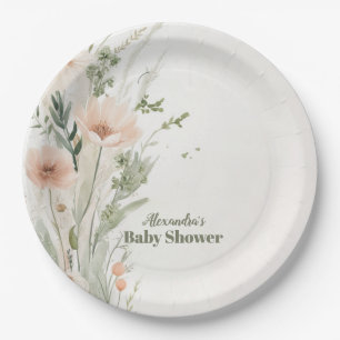 A Little Wildflower Girl Baby Shower Paper Plates