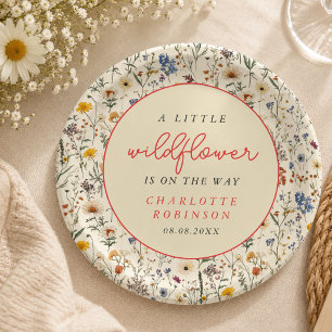 A Little Wildflower Girl Baby Shower Paper Plates