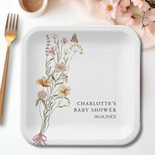 A Little Wildflower Girl Baby Shower Paper Plates