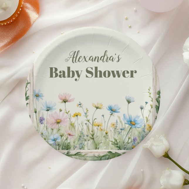 A Little Wildflower Girl Baby Shower  Paper Plates (Creator Uploaded)