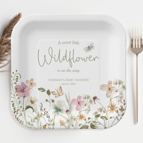A Little Wildflower Girl Baby Shower Paper Plates