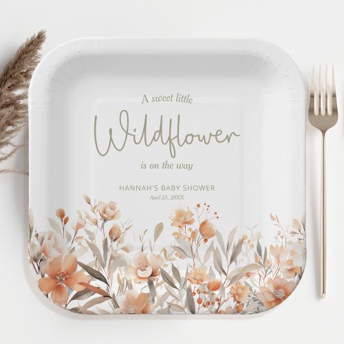 A Little Wildflower Girl Baby Shower Paper Plates