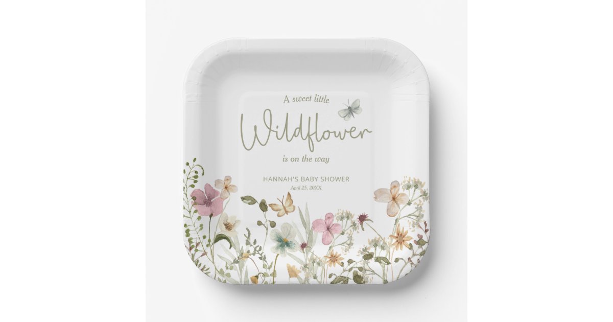 A Little Wildflower Girl Baby Shower Paper Plates Zazzle