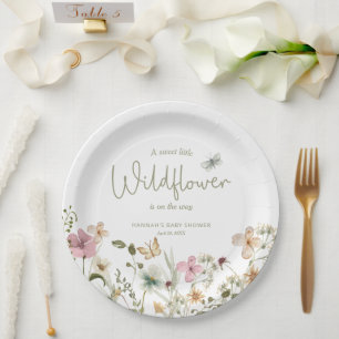 A Little Wildflower Girl Baby Shower Paper Plates