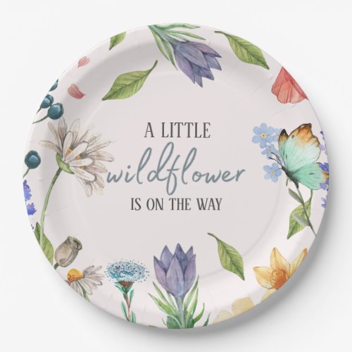 A Little Wildflower Girl Baby Shower Pink Paper Plates