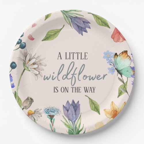 A Little Wildflower Girl Baby Shower Pink Paper Plates