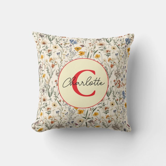 A Little Wildflower Girl Baby Shower Throw Pillow (Front)