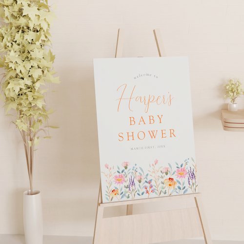 A Little Wildflower Girl Baby Shower Welcome Sign