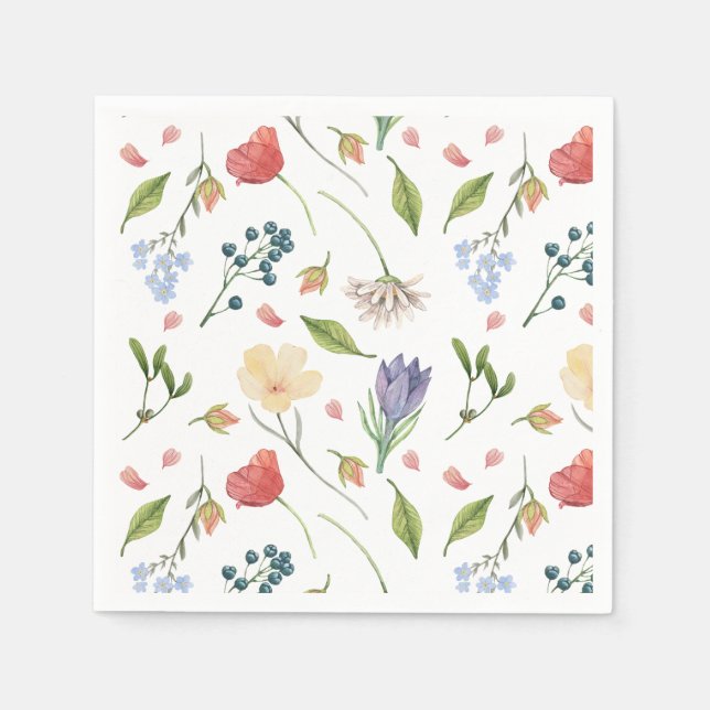 A Little Wildflower Girl Baby Shower White Napkins (Front)