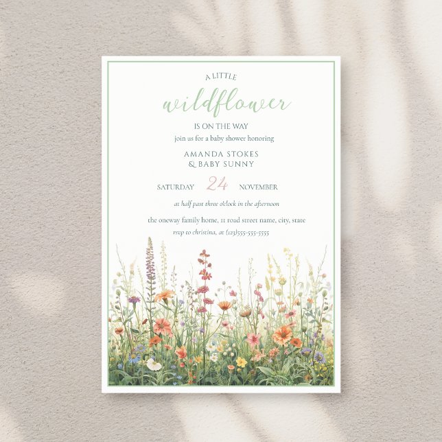 A Little Wildflower Girl Boho Baby Shower Invitation (Creator Uploaded)
