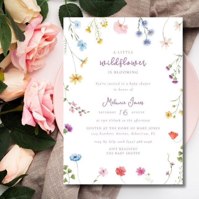 A Little Wildflower Girl Boho Baby Shower Invitation (A Little Wildflower Girl Boho Baby Shower Invitation)