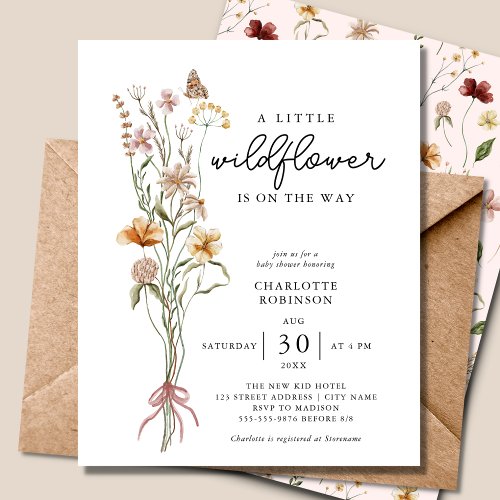 A Little Wildflower Girl Budget Baby Shower Invite