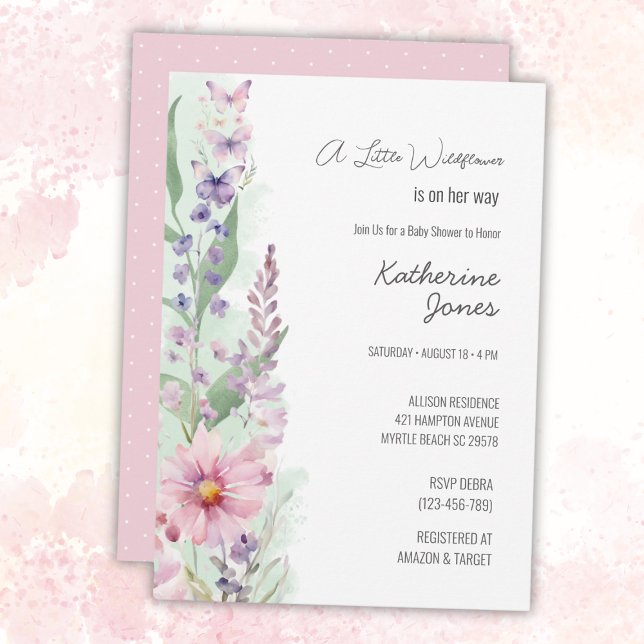  A Little Wildflower Girl Elegant Baby Shower   Invitation (Creator Uploaded)