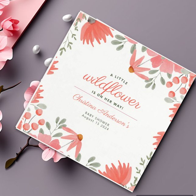 A Little Wildflower Girl Peach Baby Shower Napkins (Creator Uploaded)