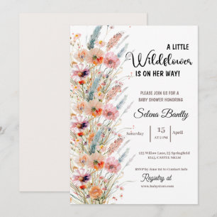 A Little Wildflower Girl Pink Baby Shower Invitation