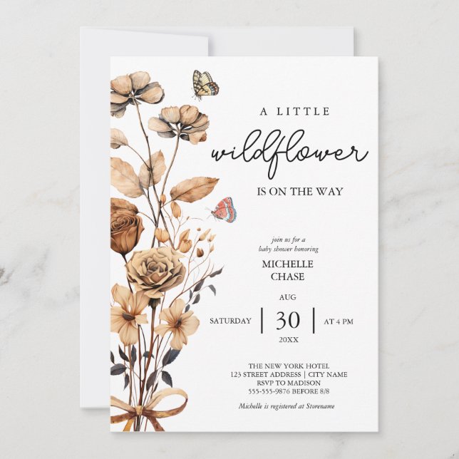 A Little Wildflower Girls Baby Shower Invitations (Front)