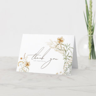 A Little Wildflower Girls Floral Baby Shower Letterpress Thank You Card