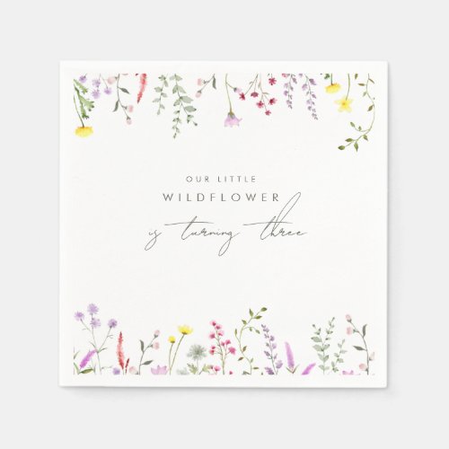 A Little Wildflower Girls Floral Birthday Party  Napkins