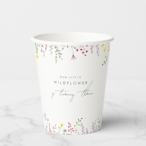 A Little Wildflower Girls Floral Birthday Party  Paper Cups