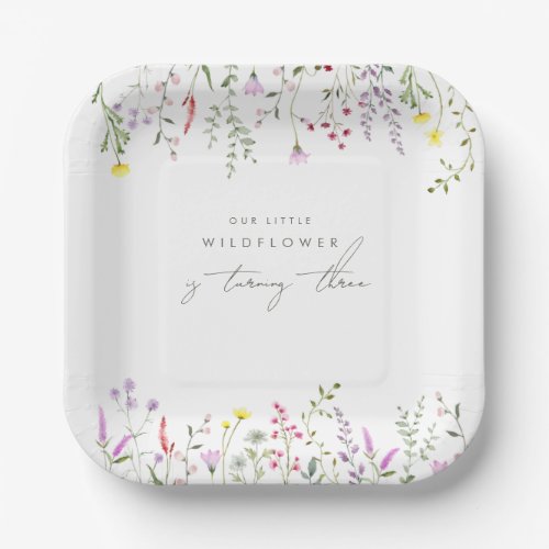 A Little Wildflower Girls Floral Birthday Party  Paper Plates
