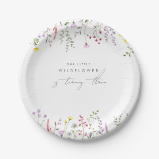 A Little Wildflower Girls Floral Birthday Party  Paper Plates
