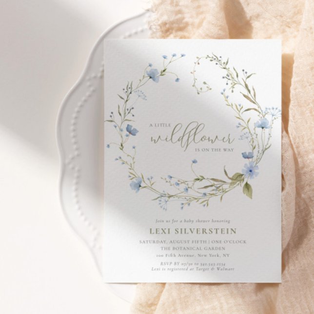 A Little Wildflower Green Boho Baby Girl Invitation (Creator Uploaded)