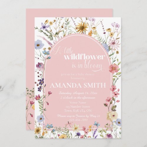 A Little Wildflower is in Bloom Floral Baby Shower Invitation