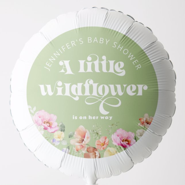 A little wildflower is on her way baby shower balloon (Front)