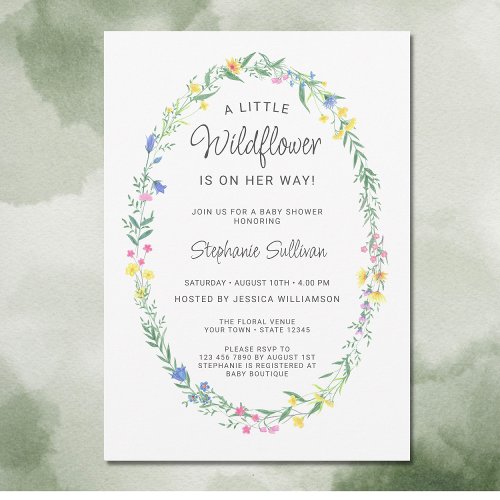 A Little Wildflower Is On Her Way Baby Shower Invitation