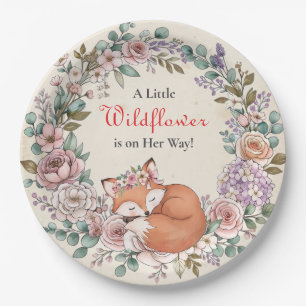 A Little Wildflower is on her Way Baby Shower Paper Plates