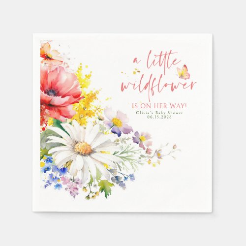 A Little Wildflower Is On Her Way Cute Baby Shower Napkins