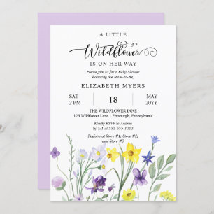 A Little Wildflower Is On Her Way Girl Baby Shower Invitation