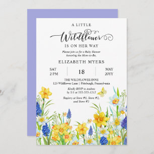 A Little Wildflower Is On Her Way Girl Baby Shower Invitation