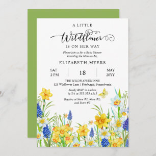 A Little Wildflower Is On Her Way Girl Baby Shower Invitation