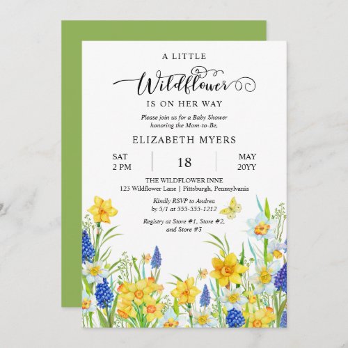 A Little Wildflower Is On Her Way Girl Baby Shower Invitation