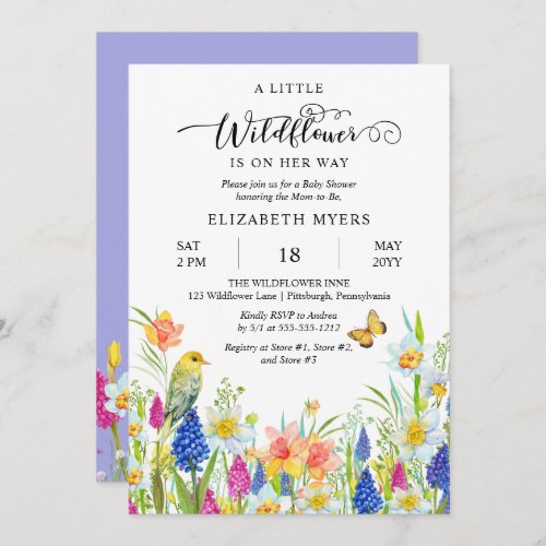 A Little Wildflower Is On Her Way Girl Baby Shower Invitation