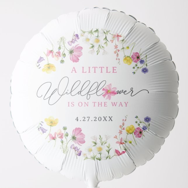 A Little Wildflower Is On The Way Baby Shower Balloon (Front)