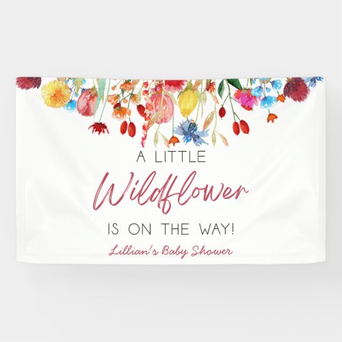 A Little Wildflower Is On The Way Baby Shower Banner