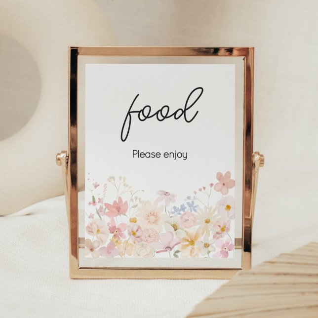 A Little Wildflower Is On The Way Baby Shower Food Poster (Floral Little Wildflower Is On The Way Baby Shower Food Sign)