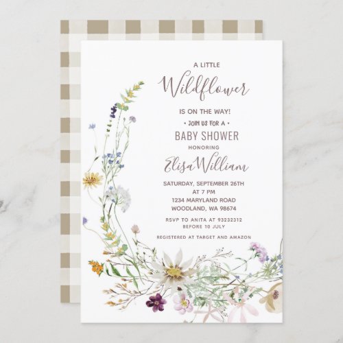 A little Wildflower is on the way Baby Shower  Inv Invitation