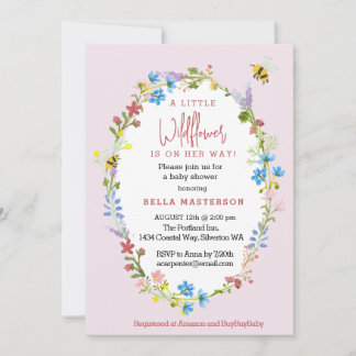 A Little Wildflower Is On The Way Baby Shower Invitation
