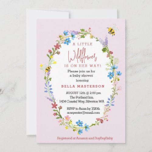 A Little Wildflower Is On The Way Baby Shower Invitation